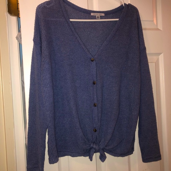 Tie front long sleeve sweater top - Picture 1 of 4